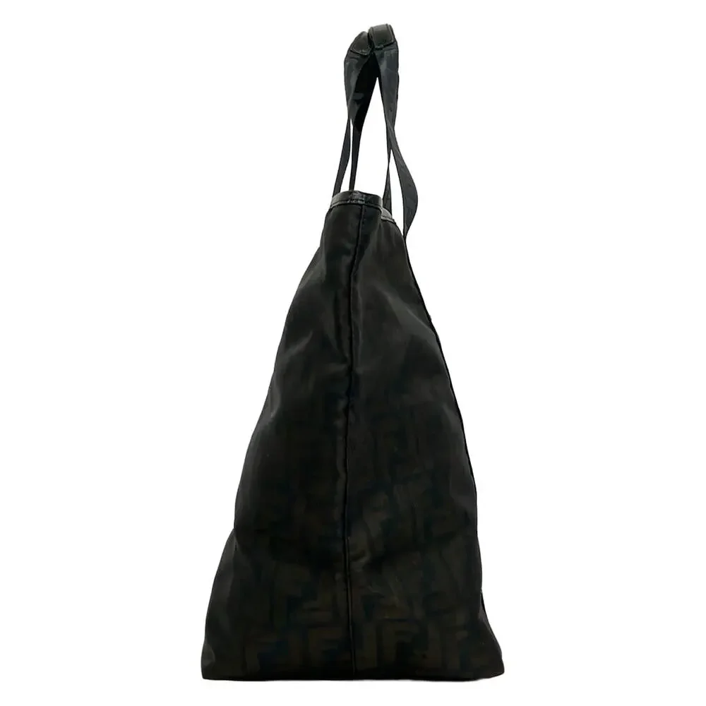 Fendi Zucca Handbag 7VA240 Dark Brown Black Nylon Leather